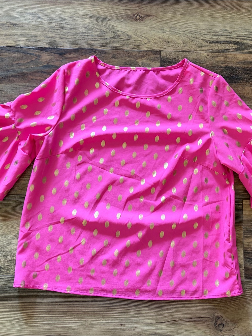 Women’s Hot Pink Blouse with Gold Dot Detail